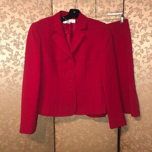 Tahari Bright Red Skirt Suit Size 6 6P